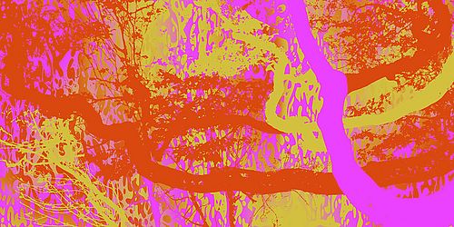 abstraktes Muster in Rot, Pink und Gelb