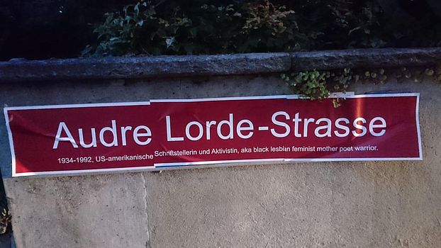 Audre Lorde-Strasse am Frauen*streik 2019 in Basel